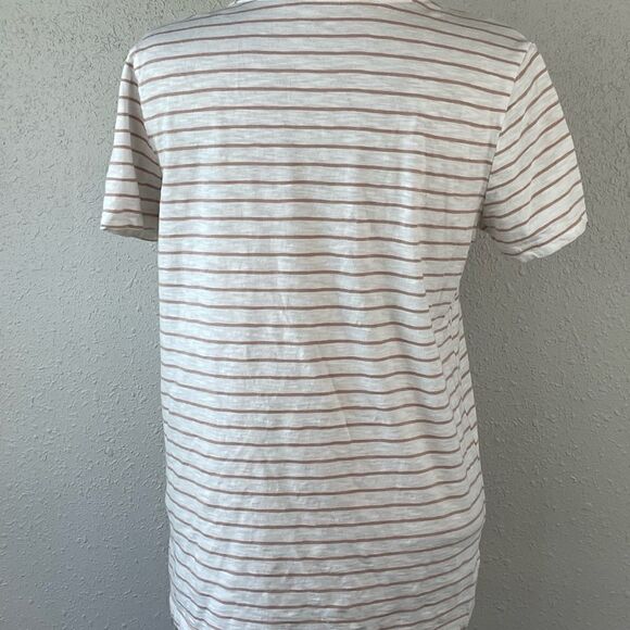 Used Universal Thread Womens White/Pink Stripes V-Neck Short Sleeve Top Size S - Picture 5 of 7
